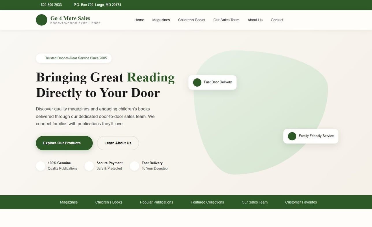 Go 4 More Sales magazine and book website project preview